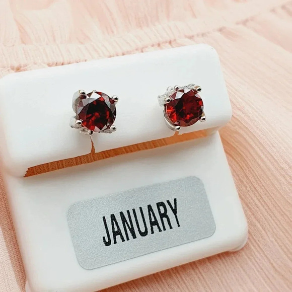 "Birthstone S925 Sterling Silver CZ Stud Earrings for Women/Girl, US19251040 - Picture 3 of 10